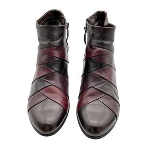 Regarde Le Ciel‎ Black & Merlot 70's Leather Ankle Boots size 8